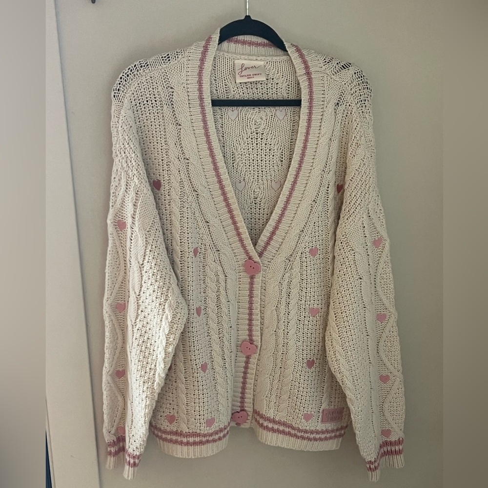 Taylor Swift Limited Edition Cream Cardigan with Pink Hearts